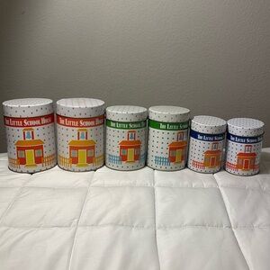 Vintage The Little School House 2 Sets Of Three Nesting Tins - 6 Tins